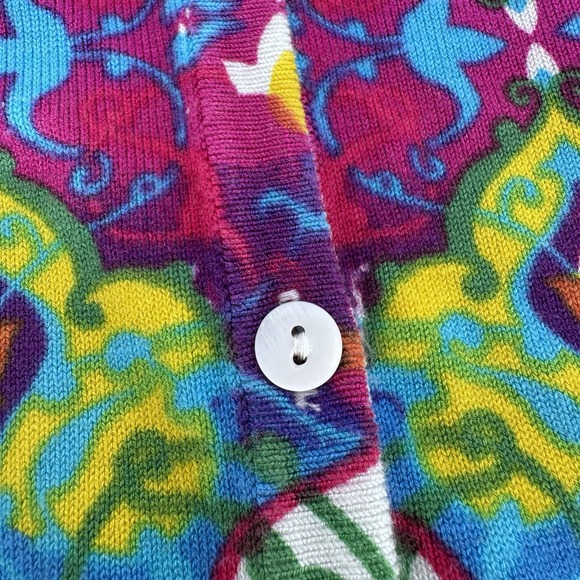 Joseph A Cardigan Sweater M Multicolor Boho Psychedelic Kaleidoscopic Festival - Picture 4 of 8